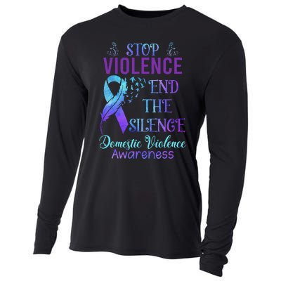 Family Domestic Violence Awareness Purple Ribbon Cooling Performance Long Sleeve Crew