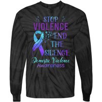 Family Domestic Violence Awareness Purple Ribbon Tie-Dye Long Sleeve Shirt