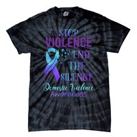 Family Domestic Violence Awareness Purple Ribbon Tie-Dye T-Shirt