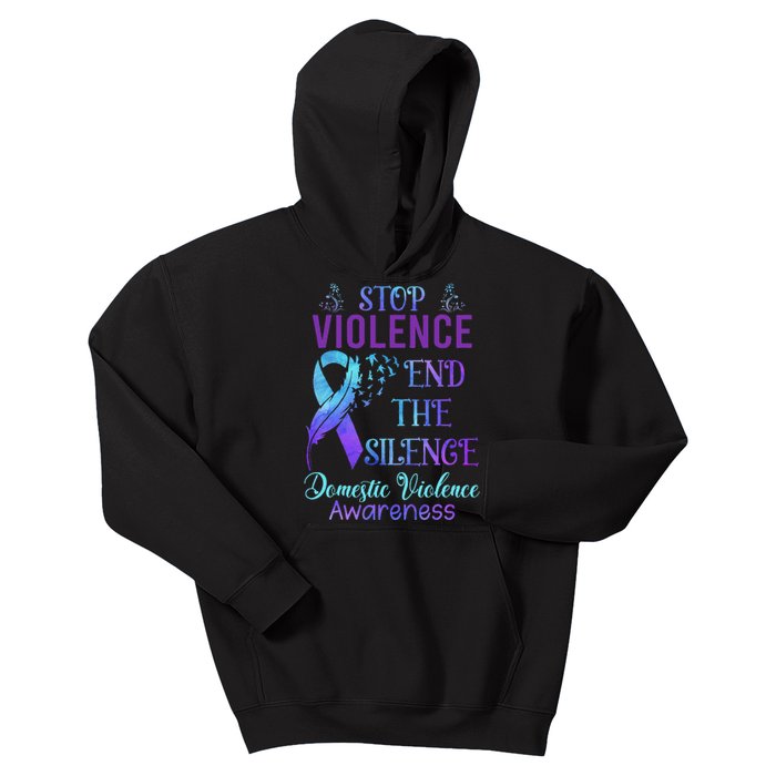 Family Domestic Violence Awareness Purple Ribbon Kids Hoodie