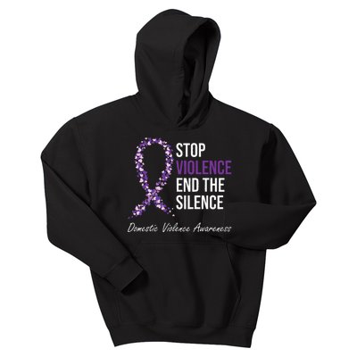 Family Domestic Violence Awareness Purple Ribbon Kids Hoodie