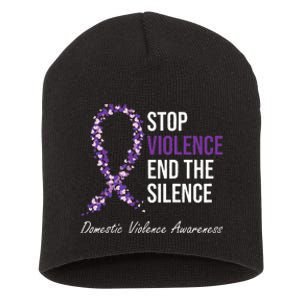 Family Domestic Violence Awareness Purple Ribbon Short Acrylic Beanie