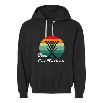 Father's Day Vintage The Cue Father Fantasy Billiards Funny Pool Gift For Dad Garment-Dyed Fleece Hoodie