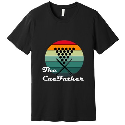 Father's Day Vintage The Cue Father Fantasy Billiards Funny Pool Gift For Dad Premium T-Shirt
