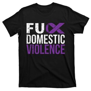 Fuck Domestic Violence Awareness Purple Ribbon T-Shirt