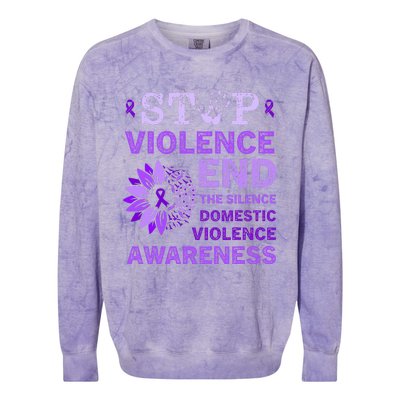 Family Domestic Violence Awareness Purple Ribbon   Colorblast Crewneck Sweatshirt