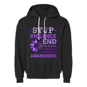 Family Domestic Violence Awareness Purple Ribbon   Garment-Dyed Fleece Hoodie