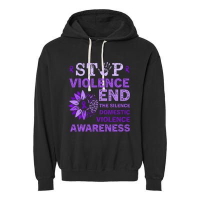 Family Domestic Violence Awareness Purple Ribbon   Garment-Dyed Fleece Hoodie