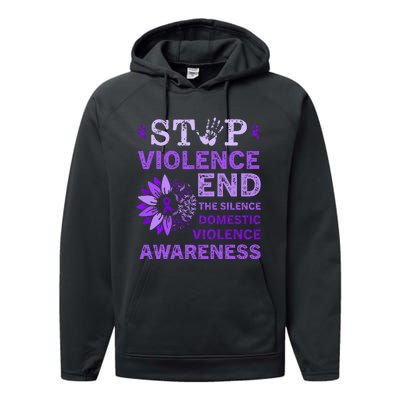 Family Domestic Violence Awareness Purple Ribbon   Performance Fleece Hoodie