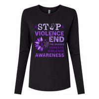 Family Domestic Violence Awareness Purple Ribbon   Womens Cotton Relaxed Long Sleeve T-Shirt