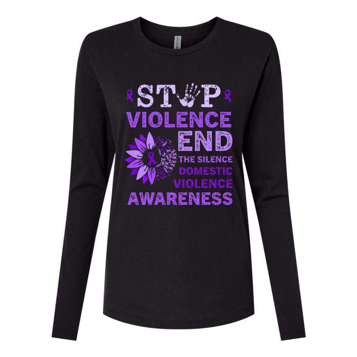 Family Domestic Violence Awareness Purple Ribbon   Womens Cotton Relaxed Long Sleeve T-Shirt