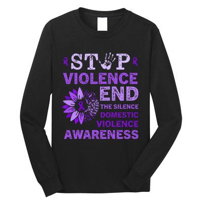 Family Domestic Violence Awareness Purple Ribbon   Long Sleeve Shirt