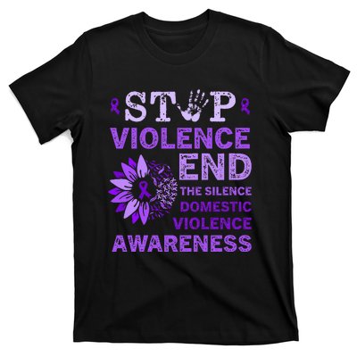 Family Domestic Violence Awareness Purple Ribbon   T-Shirt