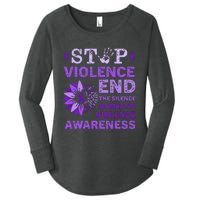 Family Domestic Violence Awareness Purple Ribbon   Women's Perfect Tri Tunic Long Sleeve Shirt