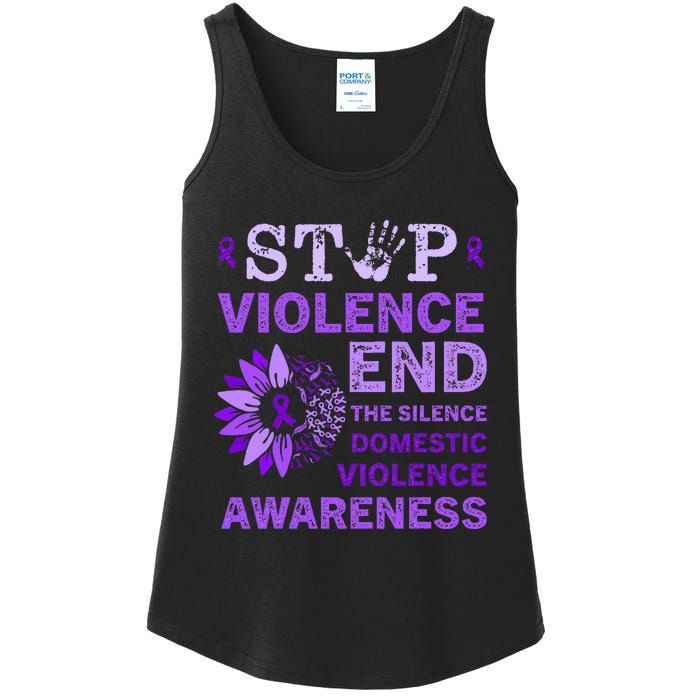 Family Domestic Violence Awareness Purple Ribbon   Ladies Essential Tank