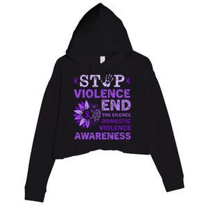 Family Domestic Violence Awareness Purple Ribbon   Crop Fleece Hoodie