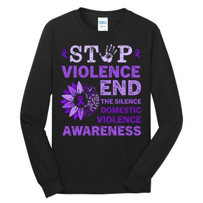 Family Domestic Violence Awareness Purple Ribbon   Tall Long Sleeve T-Shirt