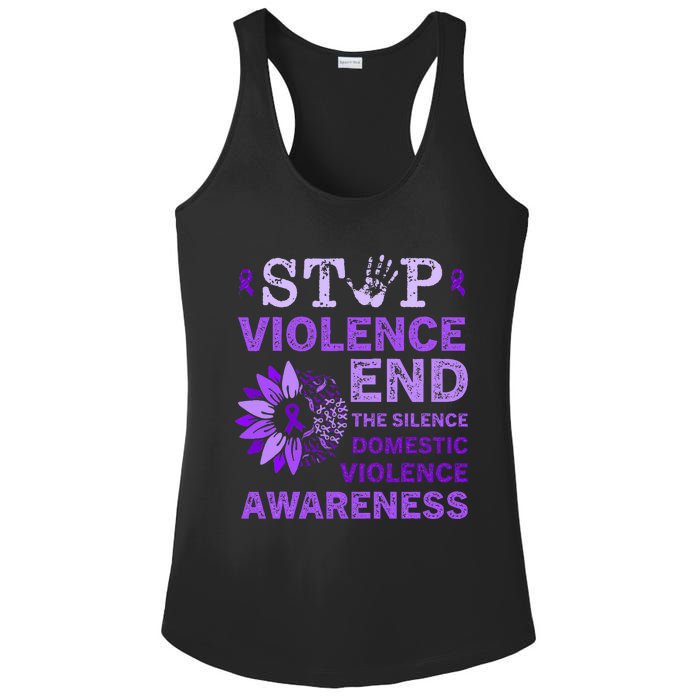 Family Domestic Violence Awareness Purple Ribbon   Ladies PosiCharge Competitor Racerback Tank