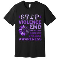 Family Domestic Violence Awareness Purple Ribbon   Premium T-Shirt