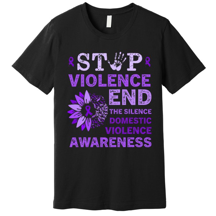 Family Domestic Violence Awareness Purple Ribbon   Premium T-Shirt