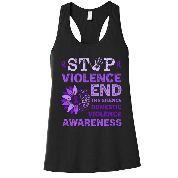 Family Domestic Violence Awareness Purple Ribbon   Women's Racerback Tank