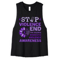 Family Domestic Violence Awareness Purple Ribbon   Women's Racerback Cropped Tank