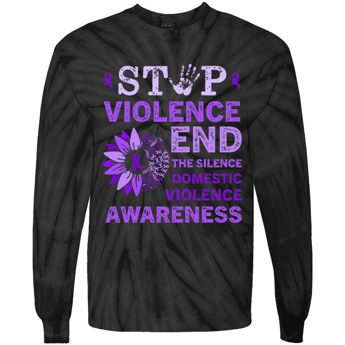 Family Domestic Violence Awareness Purple Ribbon   Tie-Dye Long Sleeve Shirt