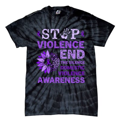 Family Domestic Violence Awareness Purple Ribbon   Tie-Dye T-Shirt