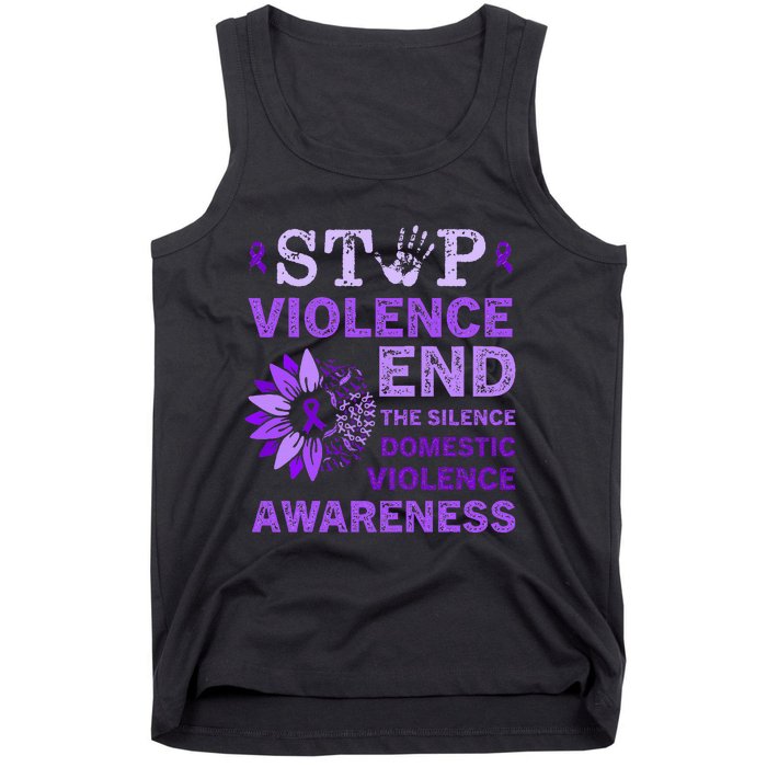 Family Domestic Violence Awareness Purple Ribbon   Tank Top