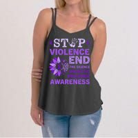 Family Domestic Violence Awareness Purple Ribbon   Women's Strappy Tank