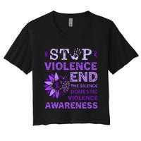 Family Domestic Violence Awareness Purple Ribbon   Women's Crop Top Tee