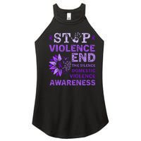 Family Domestic Violence Awareness Purple Ribbon   Women's Perfect Tri Rocker Tank