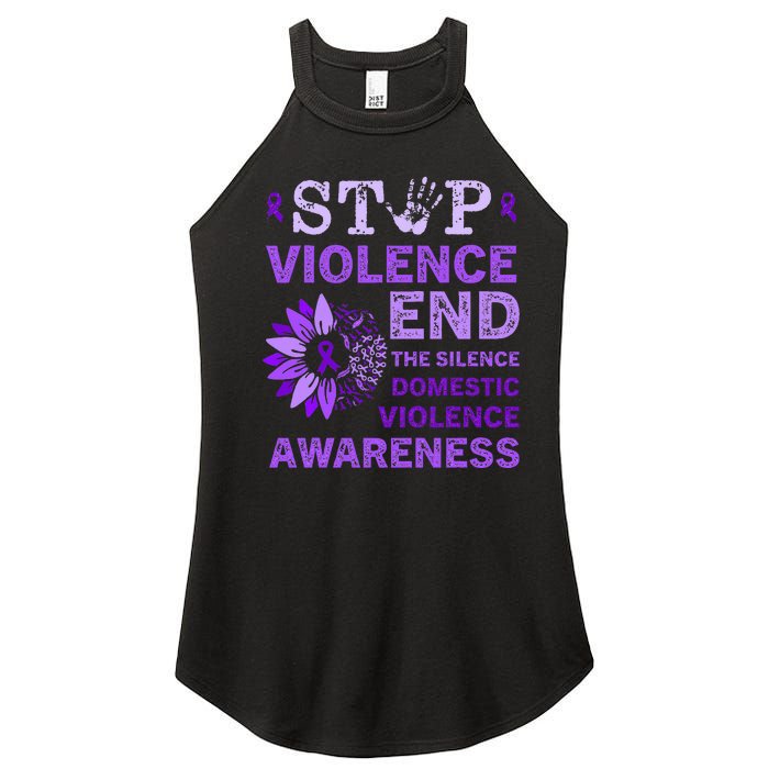 Family Domestic Violence Awareness Purple Ribbon   Women's Perfect Tri Rocker Tank