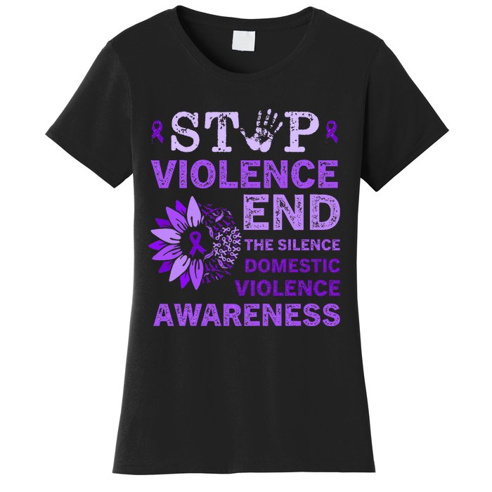 Family Domestic Violence Awareness Purple Ribbon   Women's T-Shirt