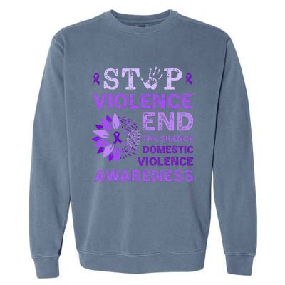 Family Domestic Violence Awareness Purple Ribbon   Garment-Dyed Sweatshirt