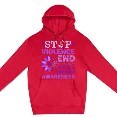 Family Domestic Violence Awareness Purple Ribbon   Premium Pullover Hoodie