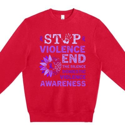 Family Domestic Violence Awareness Purple Ribbon   Premium Crewneck Sweatshirt