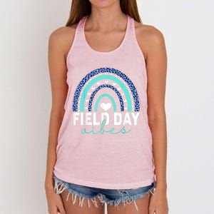 Field Day Vibes Funny Rainbow Graphic Design Great Gift Women's Knotted Racerback Tank