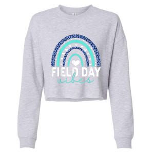 Field Day Vibes Funny Rainbow Graphic Design Great Gift Cropped Pullover Crew