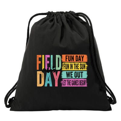 Field Day Vibes Fun Day Fun In The Sun Last Day Of School Gift Drawstring Bag