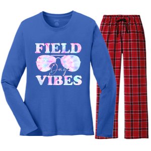 Field Day Vibes Tie Dye For Teacher Field Day Meaningful Gift Women's Long Sleeve Flannel Pajama Set 