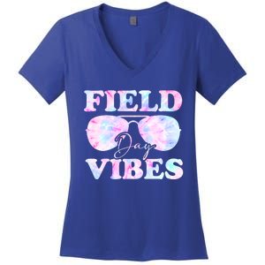 Field Day Vibes Tie Dye For Teacher Field Day Meaningful Gift Women's V-Neck T-Shirt