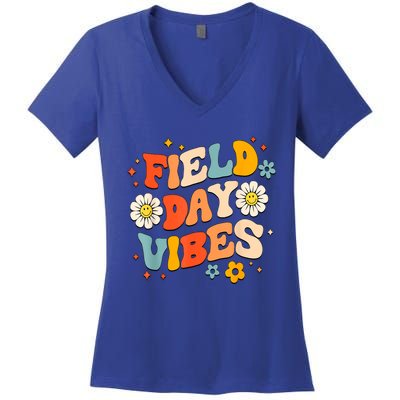 Field Day Vibes Funny For Teacher Happy Field Day 2024 Great Gift Women's V-Neck T-Shirt