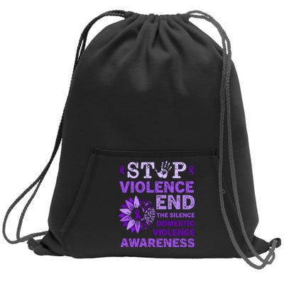 Family Domestic Violence Awareness Purple Ribbon Sweatshirt Cinch Pack Bag