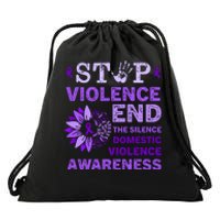 Family Domestic Violence Awareness Purple Ribbon Drawstring Bag