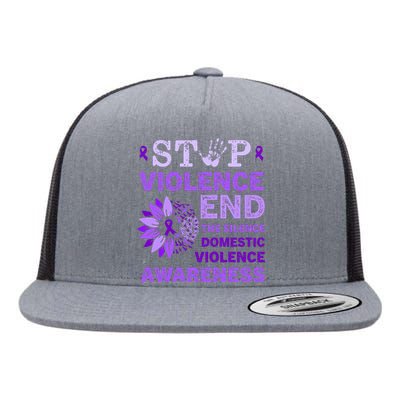 Family Domestic Violence Awareness Purple Ribbon Flat Bill Trucker Hat