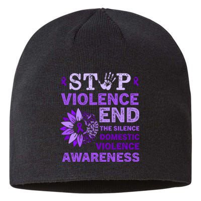 Family Domestic Violence Awareness Purple Ribbon Sustainable Beanie