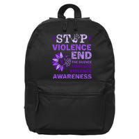 Family Domestic Violence Awareness Purple Ribbon 16 in Basic Backpack