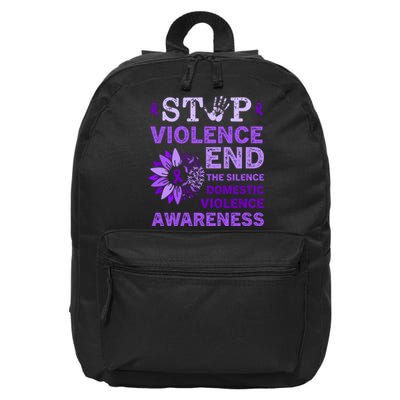 Family Domestic Violence Awareness Purple Ribbon 16 in Basic Backpack