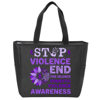 Family Domestic Violence Awareness Purple Ribbon Zip Tote Bag